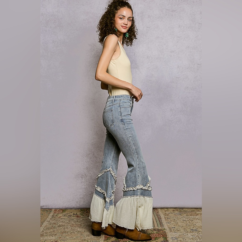 PB15 POL Blue Flared Jeans - Picture 2 of 5